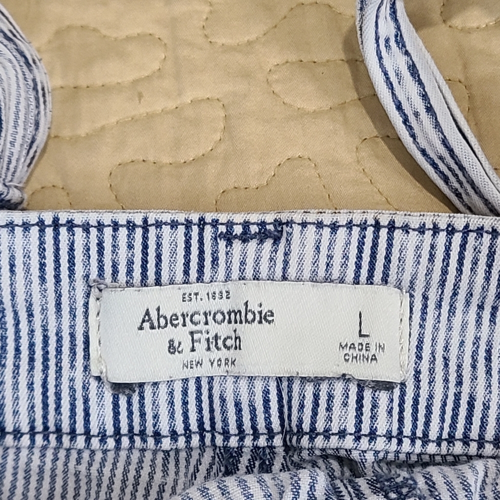 Abercrombie and Fitch Seersucker striped overalls size L - Picture 6 of 9
